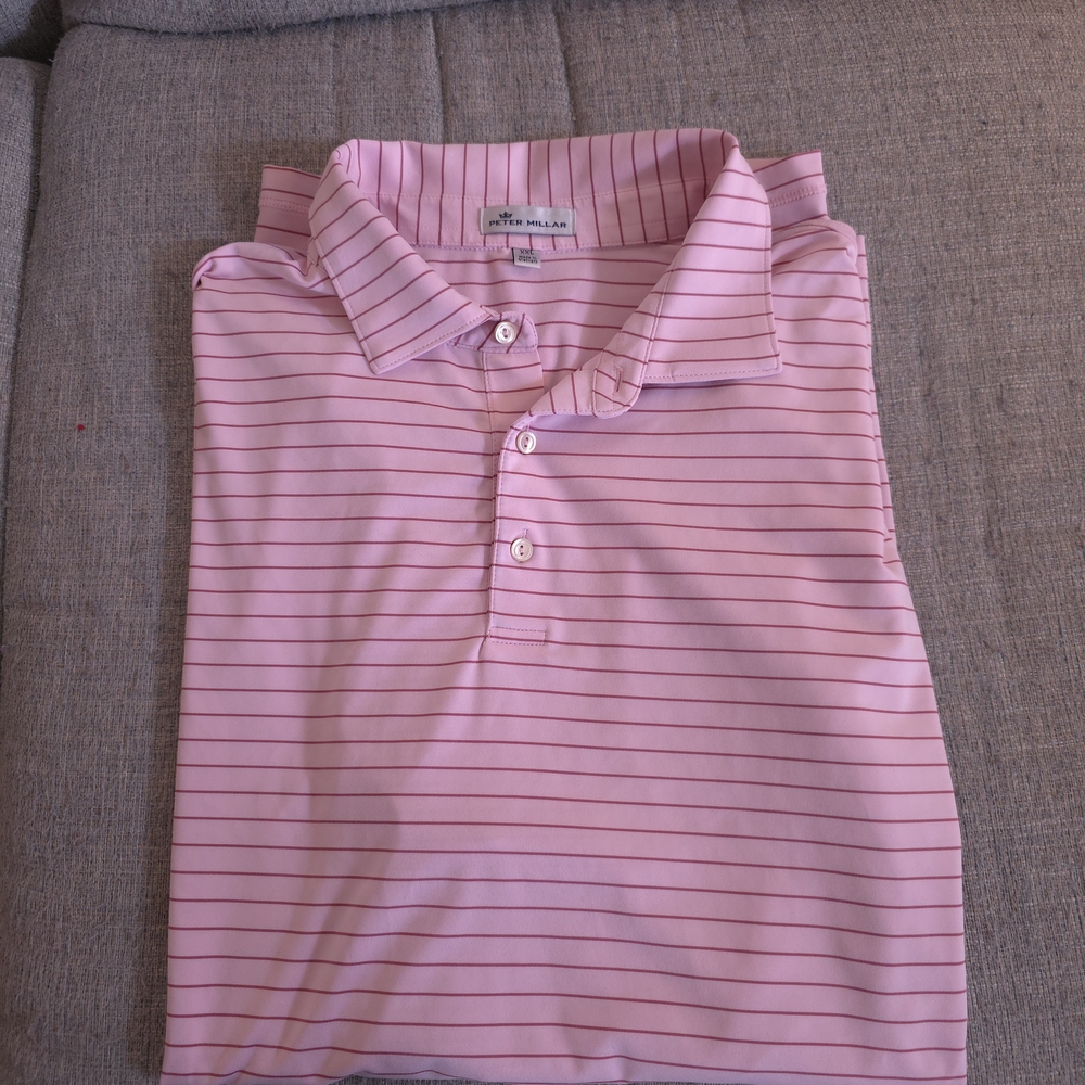 Pink Striped Peter Millar Polo Shirt